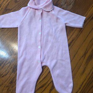 Vinrage Lullaby Land One-Piece Baby Girls Newborn Pink Footed Sleeper Snap 60s